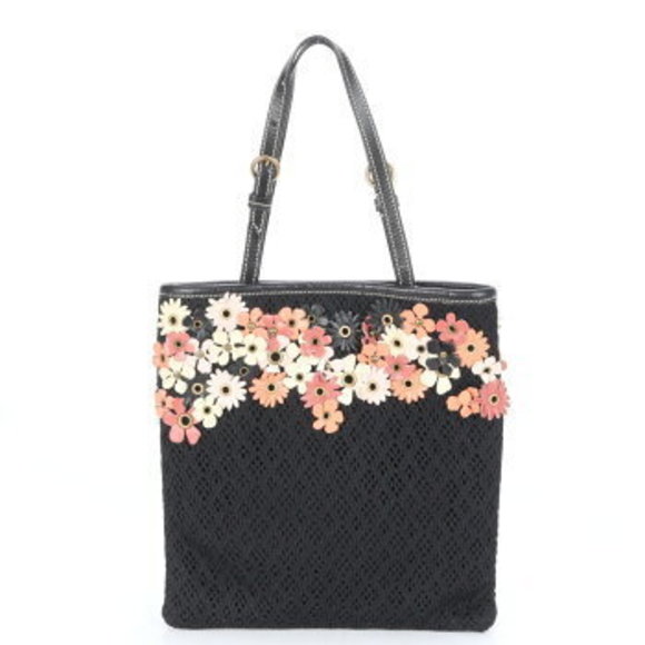 Miu Miu flower motif leather handbag black tote Shoulder Bag - Picture 6 of 11